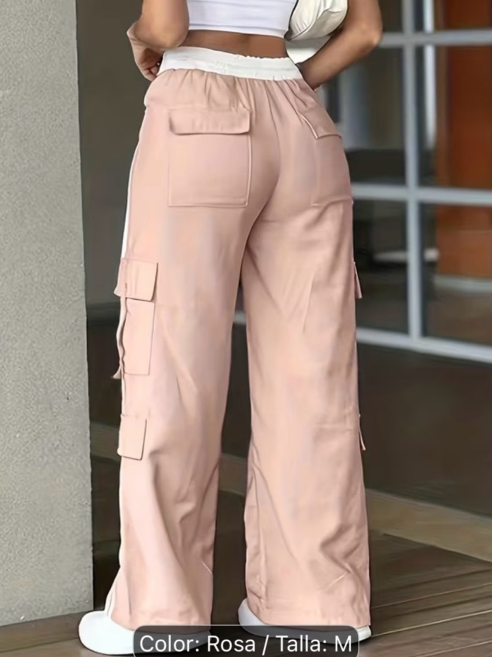 High-Waist Wide-Leg Cargo Pants in Rosa - Picture 2 of 3